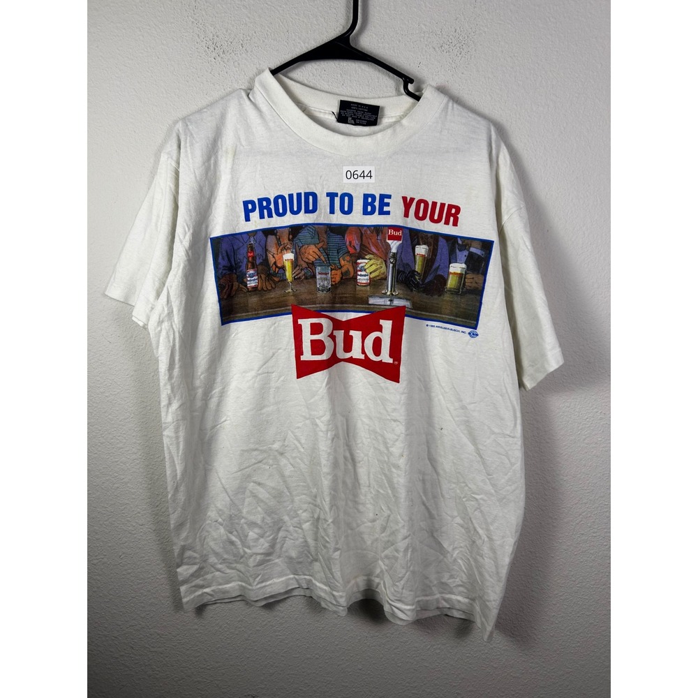 Vintage 1993 Budweiser Proud To Be Your Bud Shirt Single Stitch 90s Beer